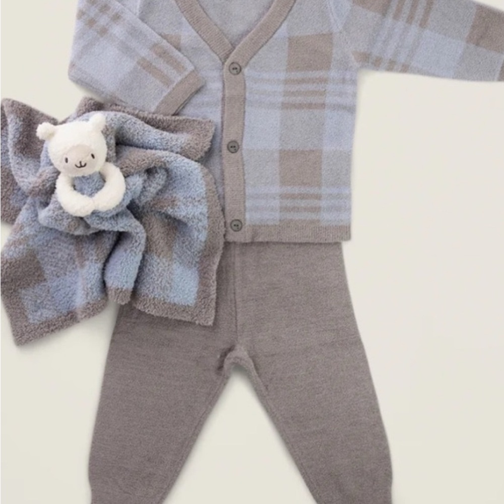 NWOT - Barefoot Dreams Kids Matching Set in Blue and Gray - Sz 3-6 Mo